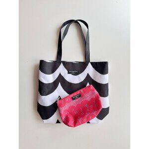2pc CLINIQUE x MARIMEKKO Set - Graphic Waves Tote Bag & Make Up Toiletry Pouch